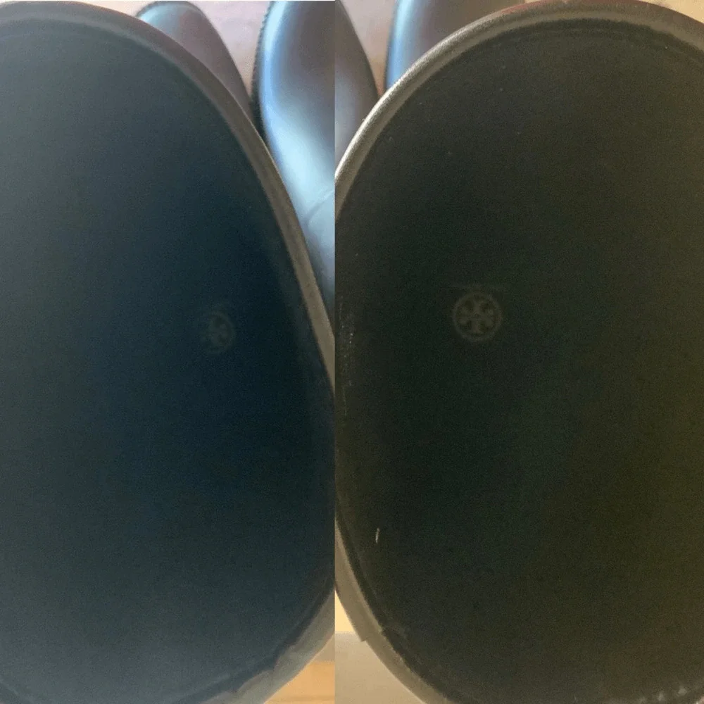 Tory Burch Black Knee High Leather Rubber Boots - Picture 9 of 12